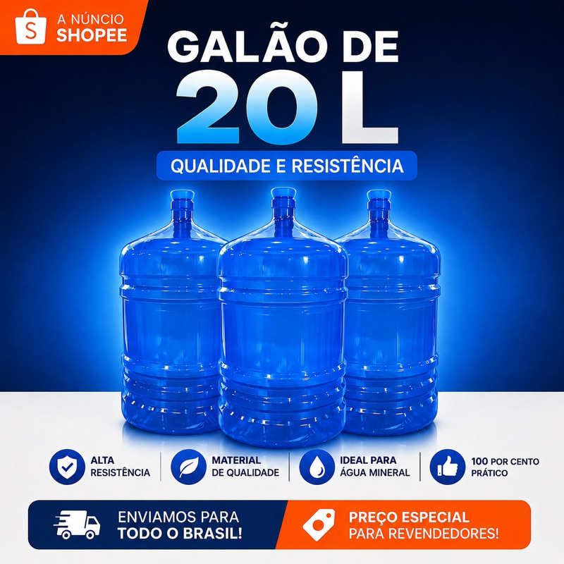 Kit com 3 Galões PP de 20 Litros com tampa de brinde conferir o estoque das tampas