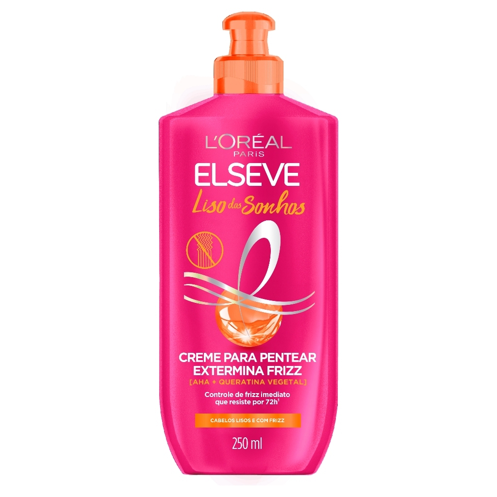 Imagem Creme Para Pentear Antifrizz 72h, Proteção Térmica 230°C e Queratina Vegetal, Elseve Liso dos Sonhos L'Oréal Paris 250ml