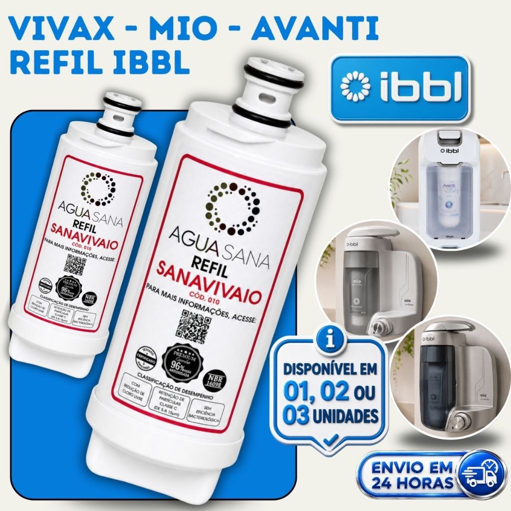 REFIL FILTRO PURIFICADOR IBBL AVANTI MIO VIVAX COMPATIVEL MINI GIROU TROCOU ÁGUA NATURAL