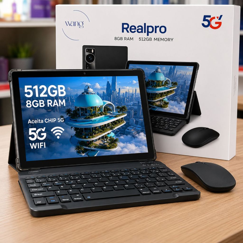 Tablet 512GB 8GB RAM 10 Polegadas Android WiFi Chip 5G + Capa Durável + Teclado + Mouse PC Portátil