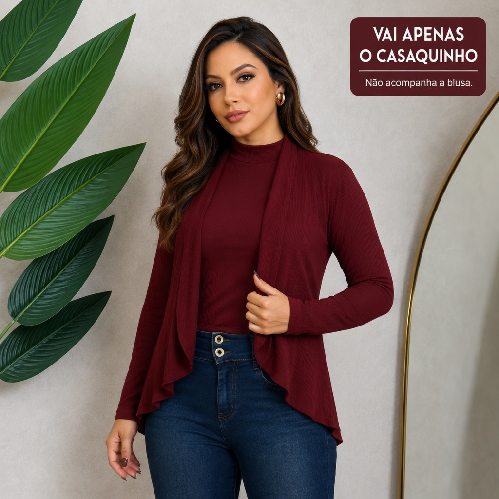 Blusa Casaquinho manga longa feminino cacharrel inverno cores lisas