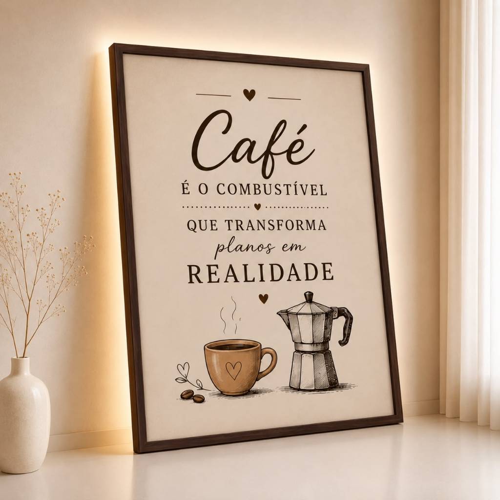 Quadro Decorativo Cantinho do Café Cafeteira Italiana Para Cozinha Gourmet