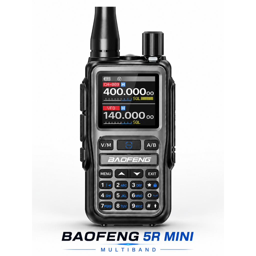 Rádio Comunicador Baofeng UV-5R Mini 5W Multibanda VHF UHF Airband Bluetooth USB-C