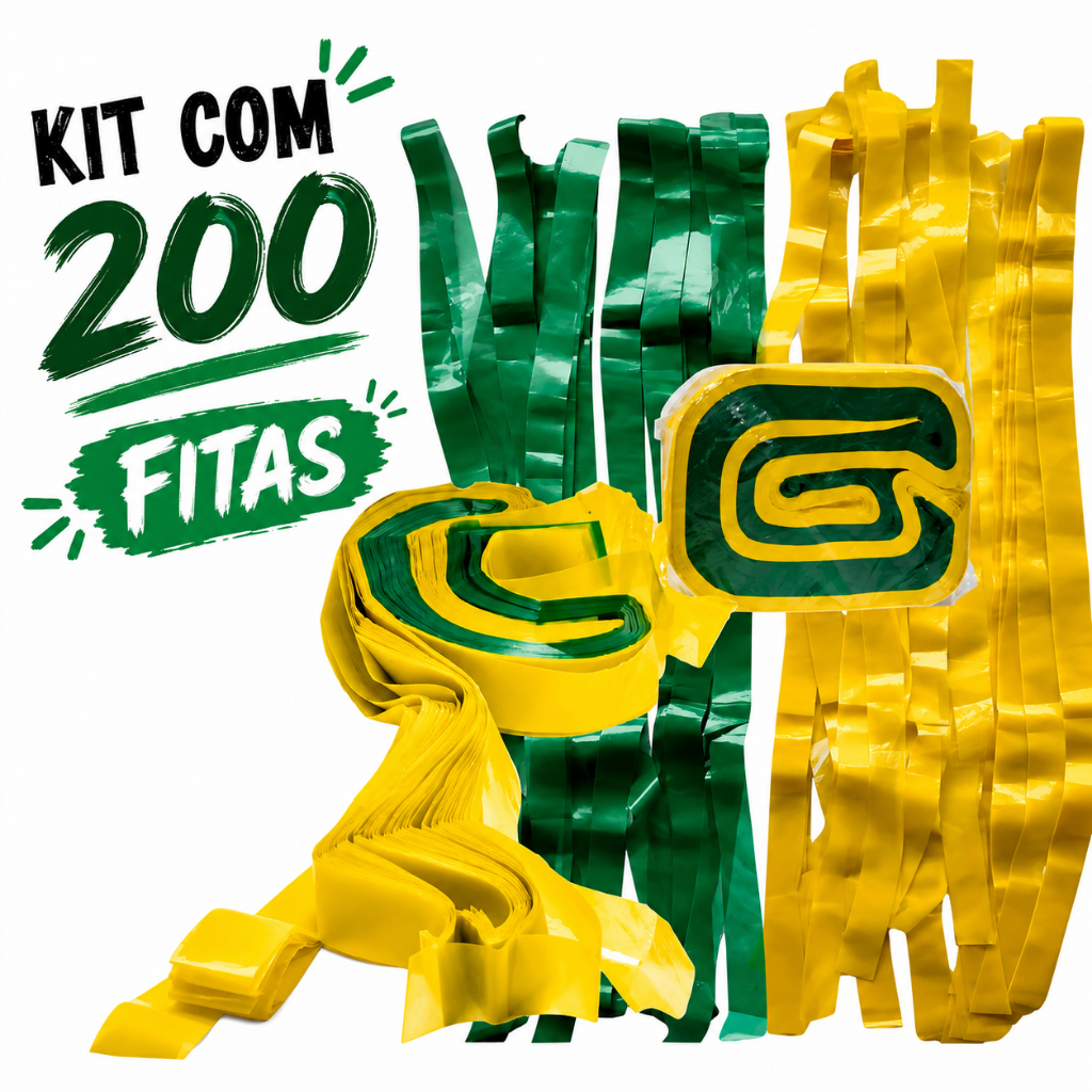 Fita Brasil Copa do Mundo Verde Amarela Kit Papel e Plástico Festa Decoração