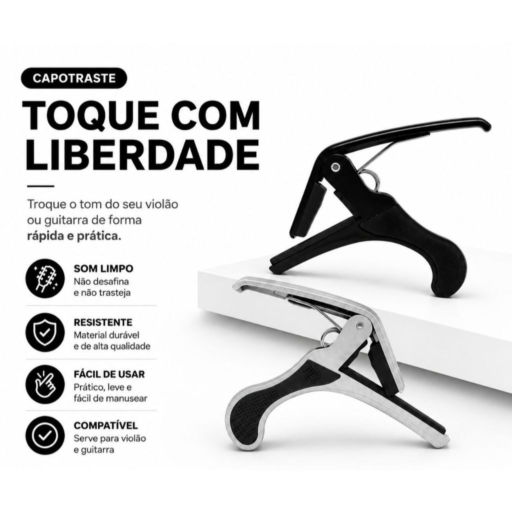 Capotraste Aluminio HasteLonga violão de aço, violão de Nylon