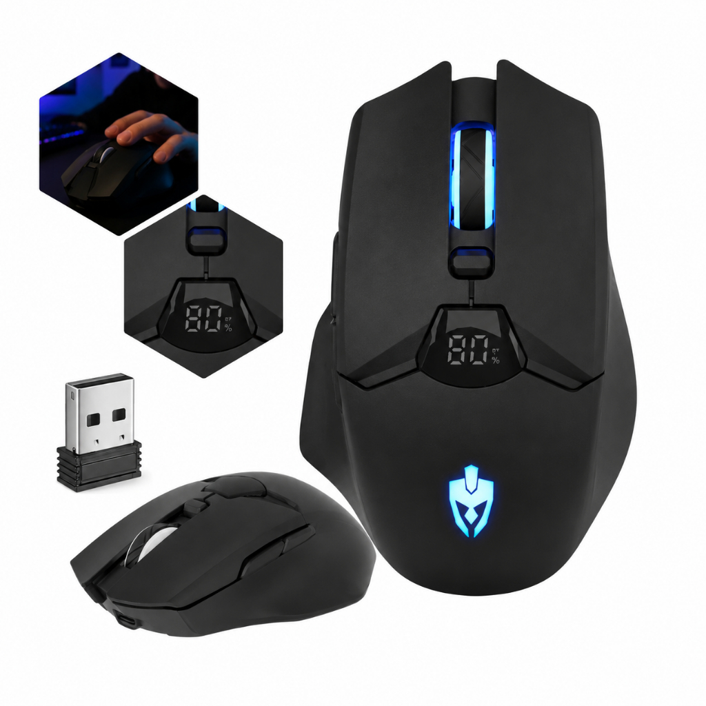 Mouse Gamer Evolut Wireless E Bluetooth Eg10 Sem Fio Recarregável Dual Mode 2.4ghz Cor Preto