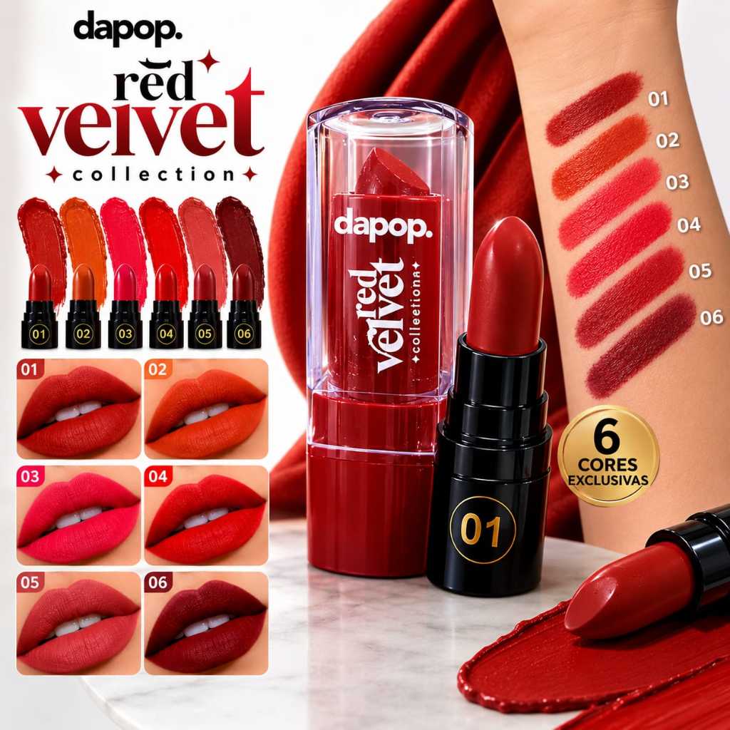 Batons Dapop Red Velvet Batom Matte em Bala Matte Longa Duração Hidratante Original não transferi
