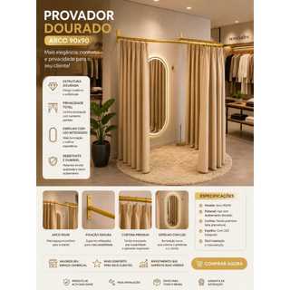 Arco de Ferro Dourado 90x90cm para Provador de Loja Decoração Parede Estrutura Reforçada