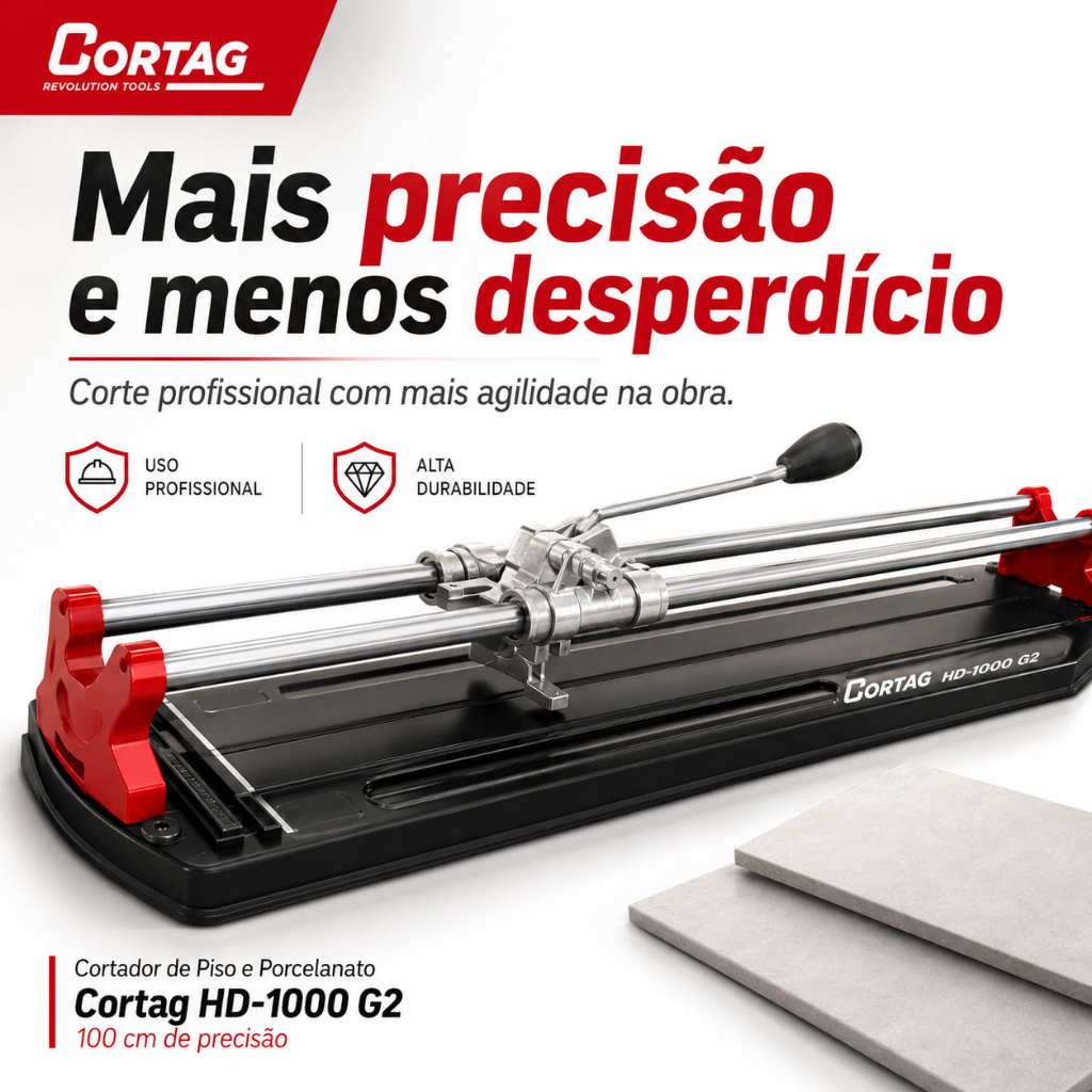 Corte Preciso Sem Lascas Cortador de Piso e Porcelanato Cortag HD-1000 G2 100cm