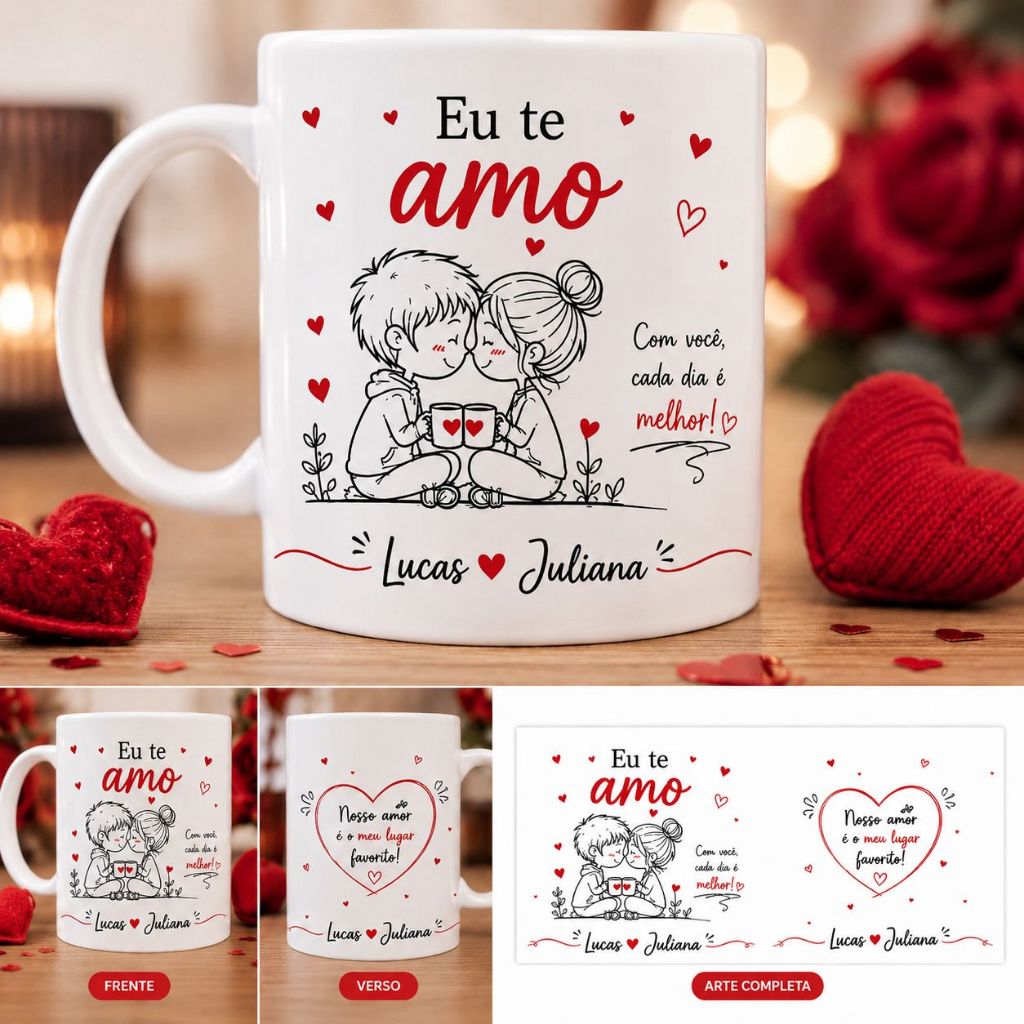Caneca Personalizada com Nome Presente Criativo e Rômantico Para Casal