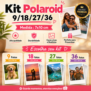 Kit Polaroid(MINI FOTO FULL HD)  9, 18, 27 e 36 fotos 7,5x10 cm - Fotos Retrô - Fotos Personalizadas - Envio Rápido