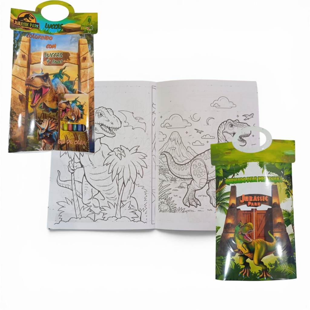 REVISTINHA Livros de Colorir com Giz de Cera Personalizados- DINOSSAUROS - FESTA  LEMBRANCINHAS ANIVERSÁRIO