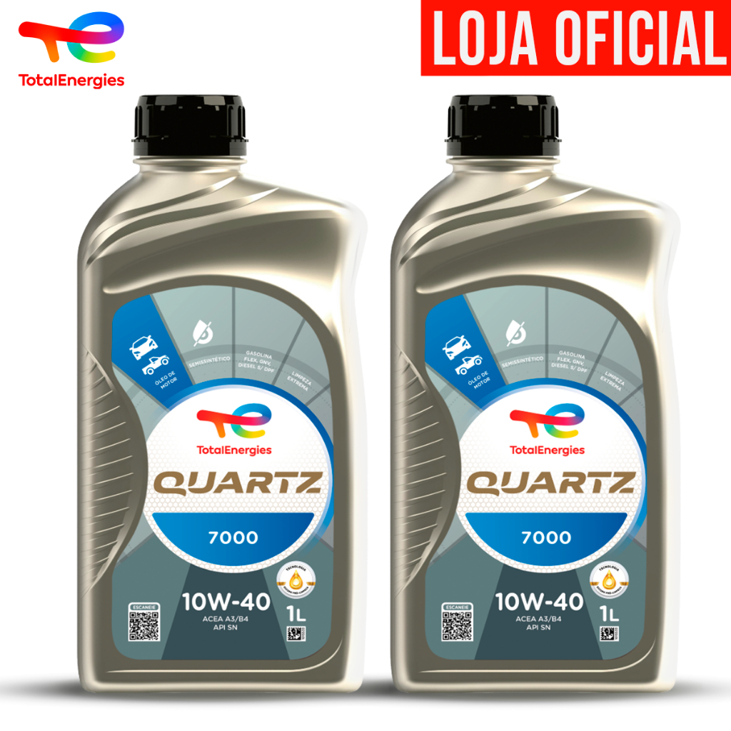 Kit 2 Óleos Semi Sintético 10W-40 Quartz 7000 ACEA A3/B4 e API SN TotalEnergies