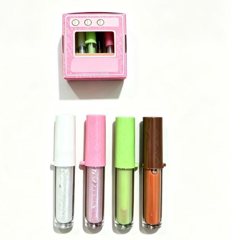 Kit Maquiagem Labios Feminino EstojoFormato Coracao, Gloss Labial BrilhanteHidratante para Look Doce