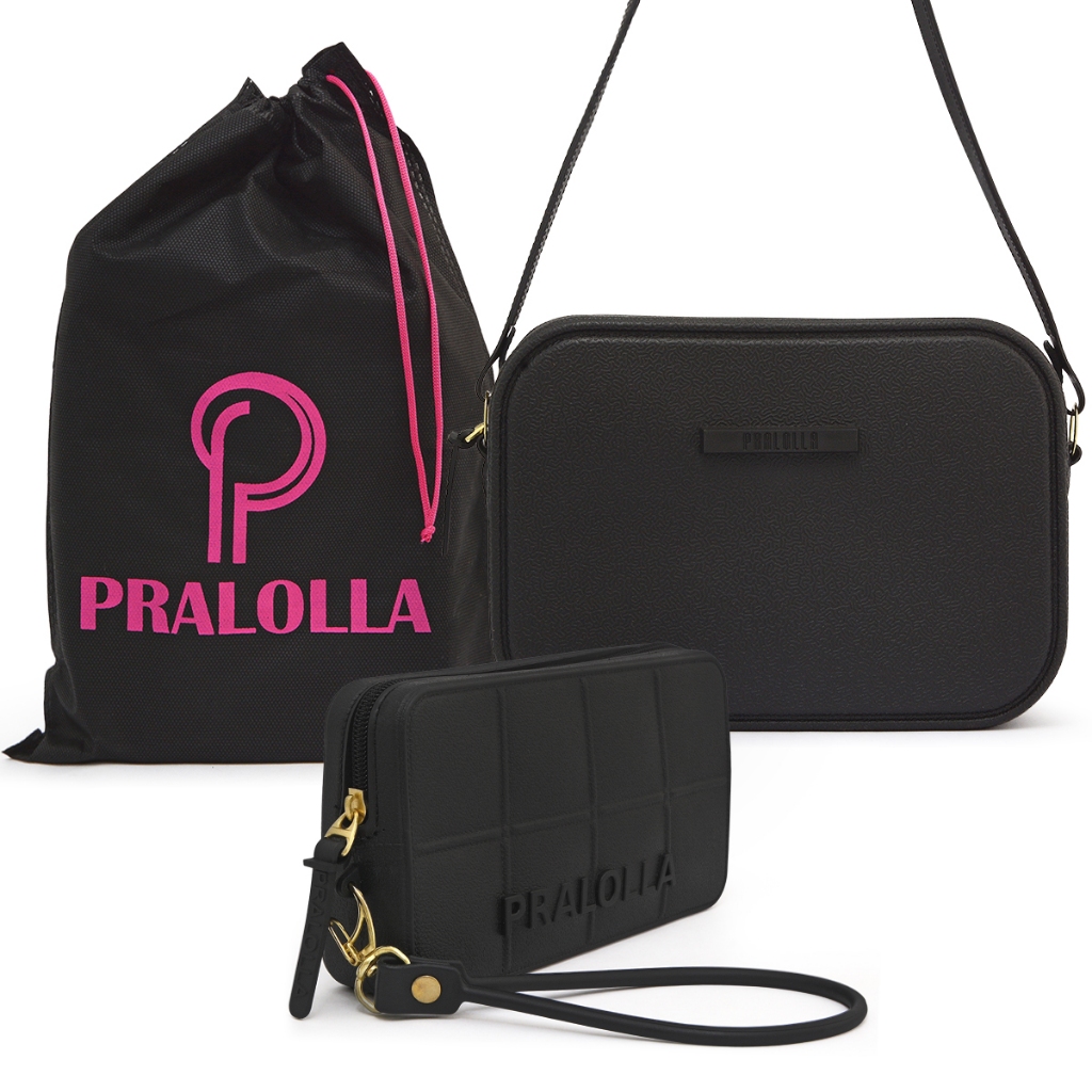 Bolsa e Carteira Pralolla Feminina Transversal Emborrachada Tiracolo
