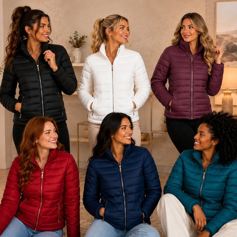 Jaqueta Feminina Bobojaco Puffer Básica Peluciada e Confortável