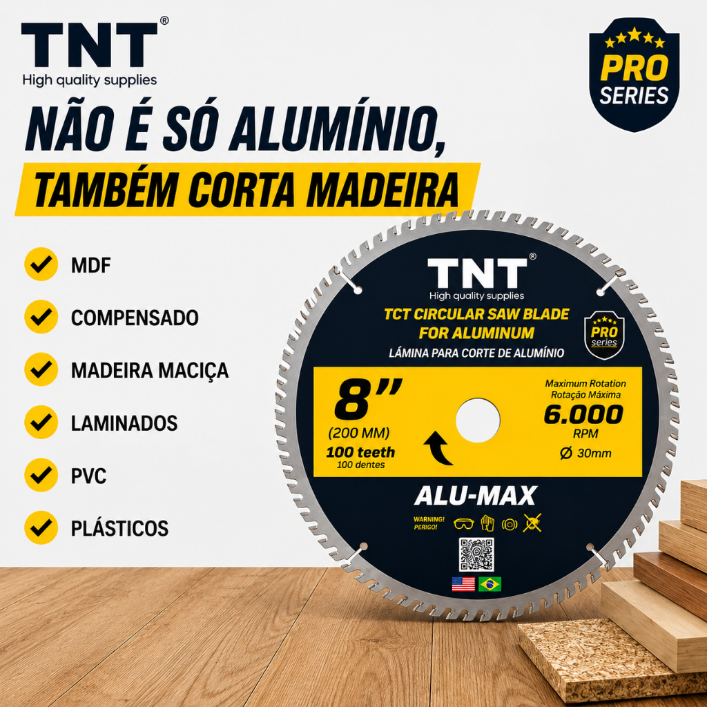 Lamina Serra Circular TNT Alumínio E Madeira 200 x 30 x 100 Dentes Pro Series · foto 2