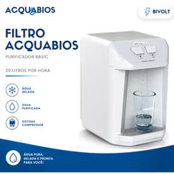Purificador de Água Gelada Acquabios Basic Bivolt com Refrigeração Eletrônica e Refil Alcalino