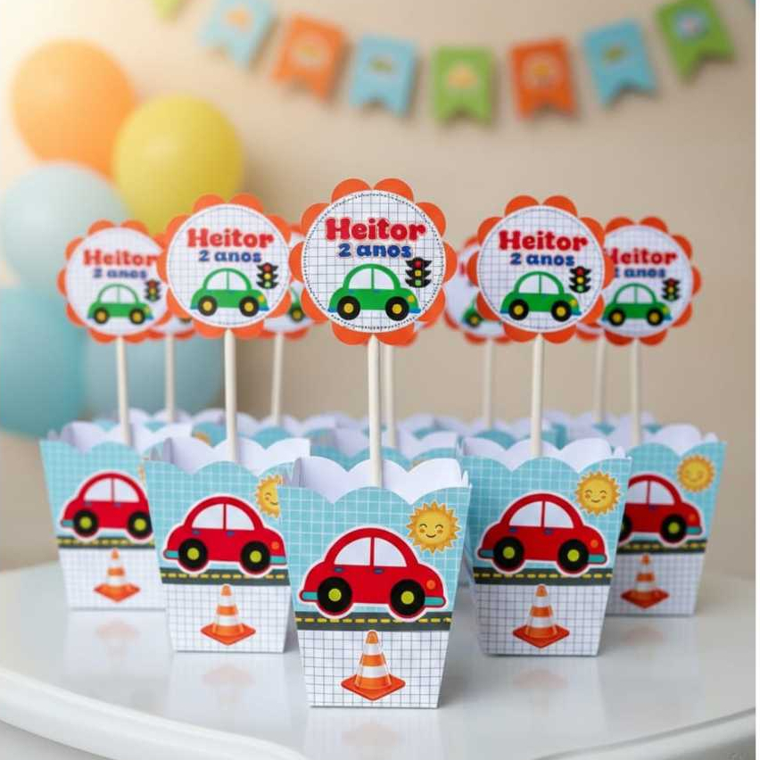 Centro de mesa cachepô personalizado| Carrinhos | decoração festa mesa de convidados| lembrancinhas