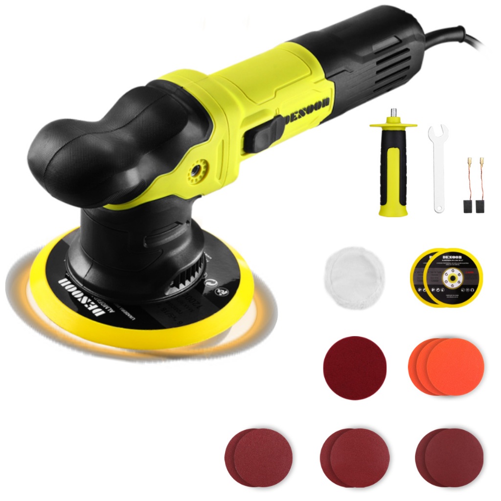 Politriz Roto Orbital Desoon 1600W Automotiva 150mm Kit Com 6 Velocidades Lixadeira Alça Regulavel 110V/220V Acessorios