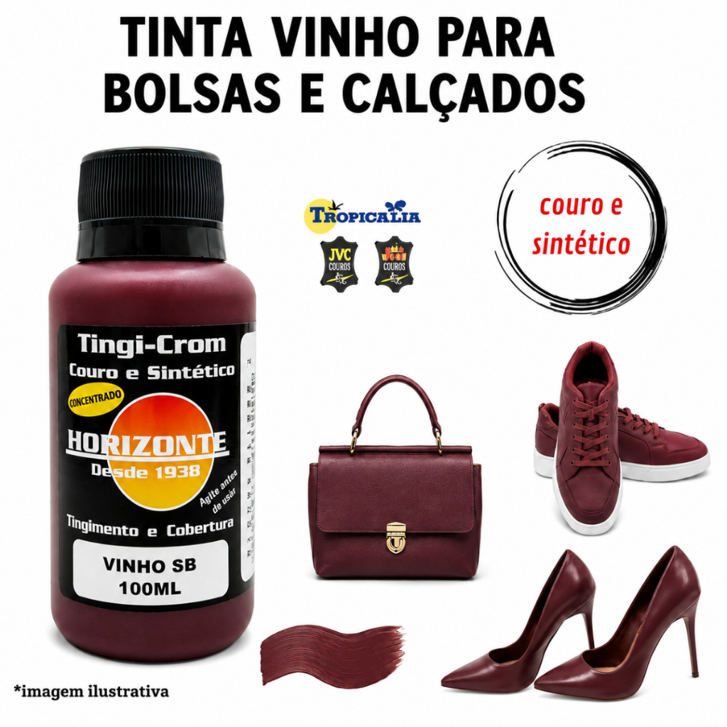 Tinta vinho couro e sintético Horizonte 100ml Semi brilho