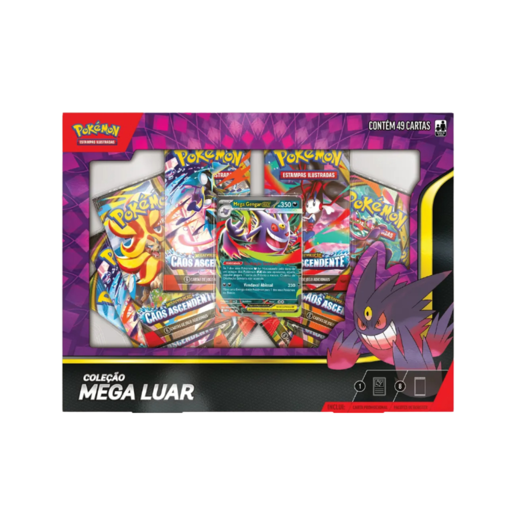 Box Coleção Mega Luar Mega Clefable Ex e/ou Mega Gengar Ex Tcg Copag