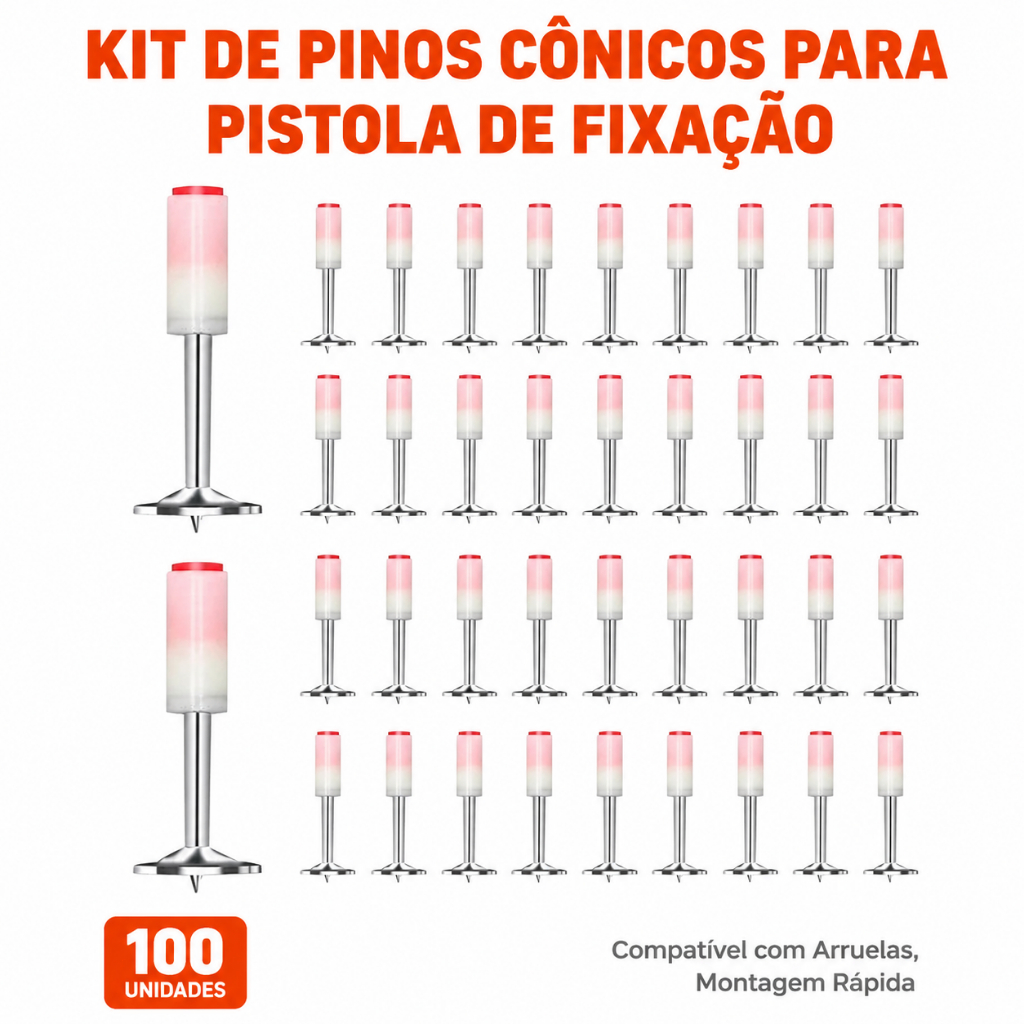 Kit 100/200Pins for Fixing Gun Pin Washer 27mm Conical for Conical Washer Fixing Gun Nails Straight Fixing Pin