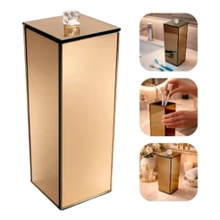 Porta Escovas C/ Tampa Vidro Bronze Luxo 20x7x7cm P/ Lavabo