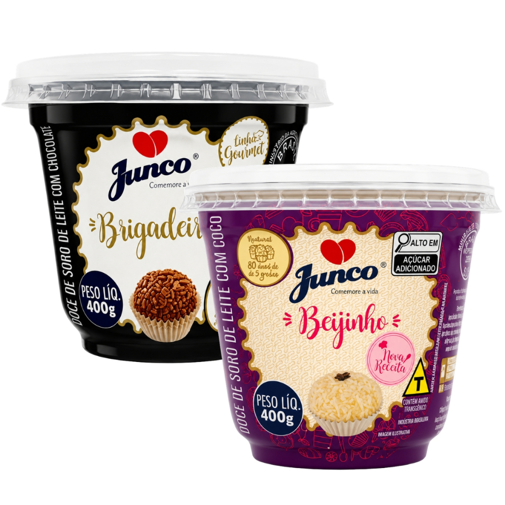Junco Kit Docinhos Pronto Para Enrolar Brigadeiro Gourmet e Beijinho 400g Cada
