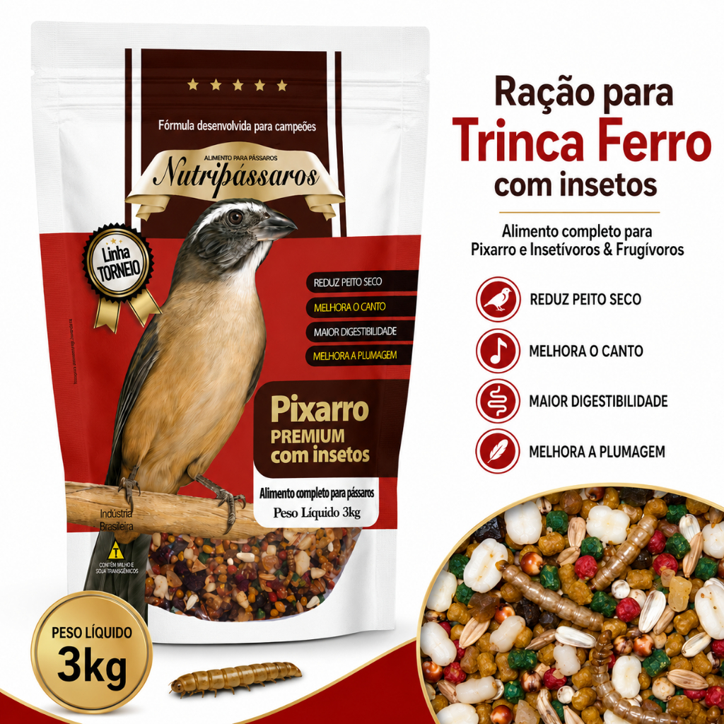 Ração Para Trinca Ferro com Insetos Nutripássaros 3 kg