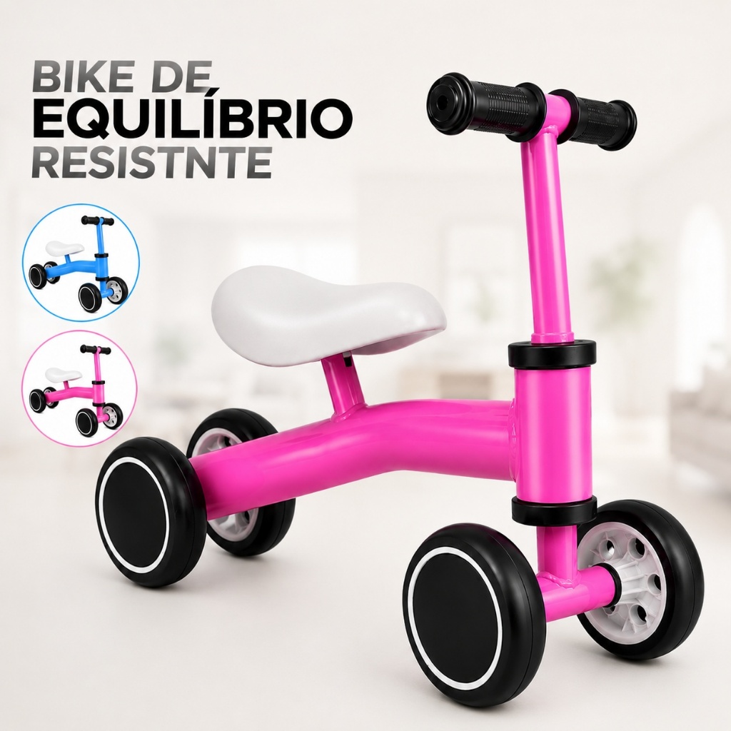 Bicicleta Balance Bike Infantil Sem Pedal Equilíbrio Resistente Leve Menina Menino Rosa Azul Segura