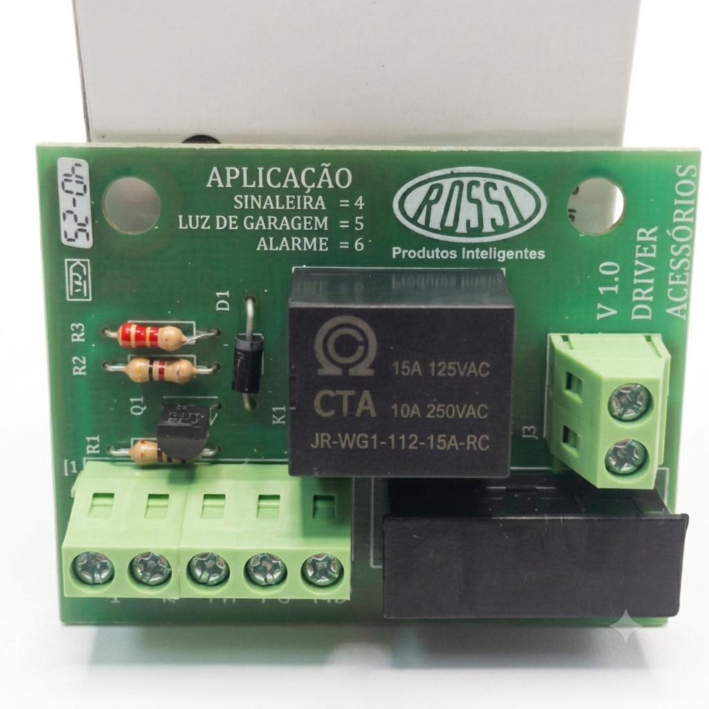 Módulo Rele Temporizador Trava Placa Driver ROSSI Funcionalidade de Sinaleiro Luz de Garagem Alarme