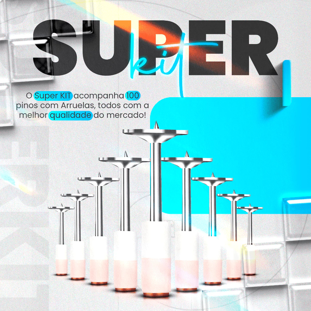 Super Kit 1000 Pinos Fixação 27mm - Para Madeira, Aço, Concreto e Alvenaria