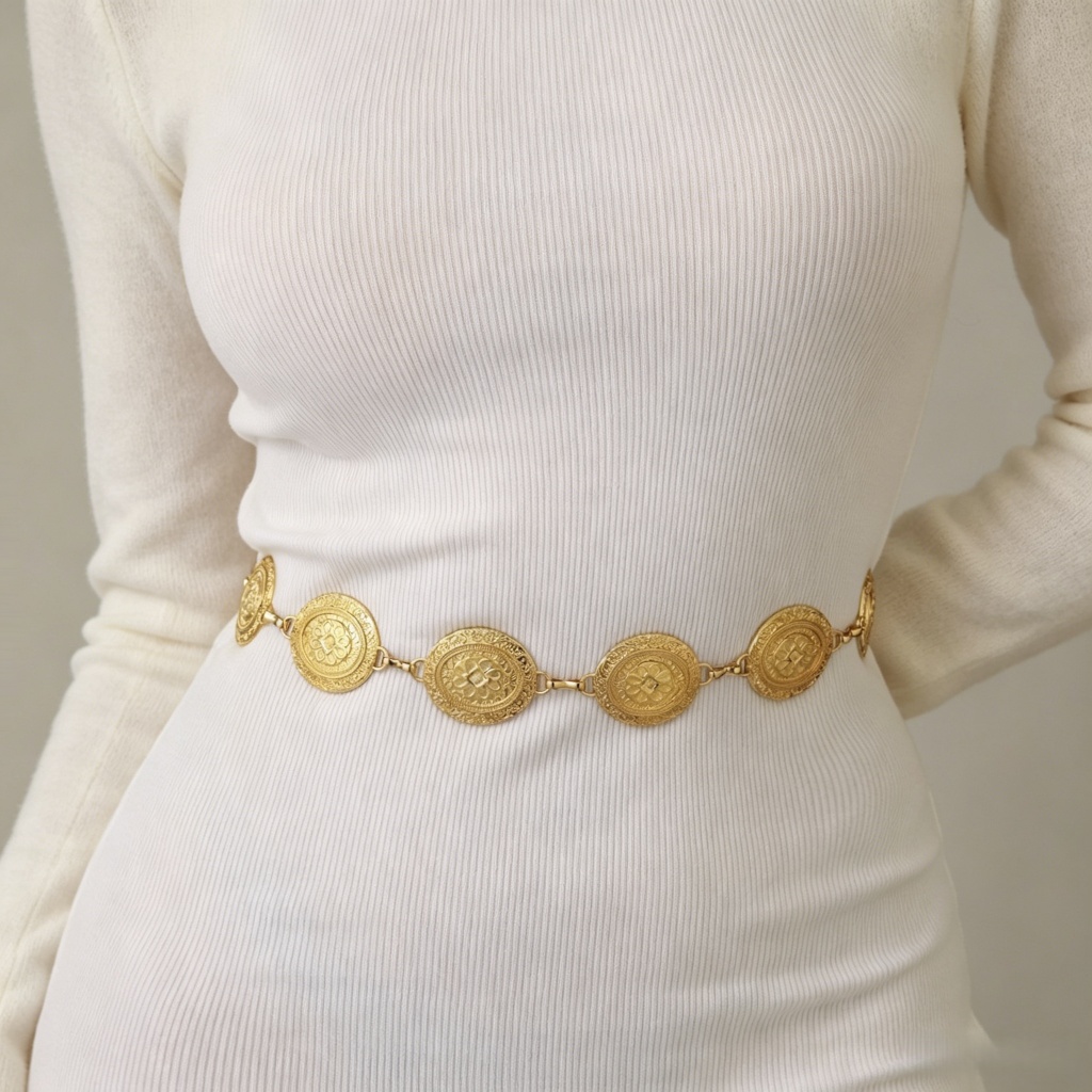Cinto de Corrente de Cintura para Vestido - Design Elegante, Ajustável, Material de Alta Qualidade