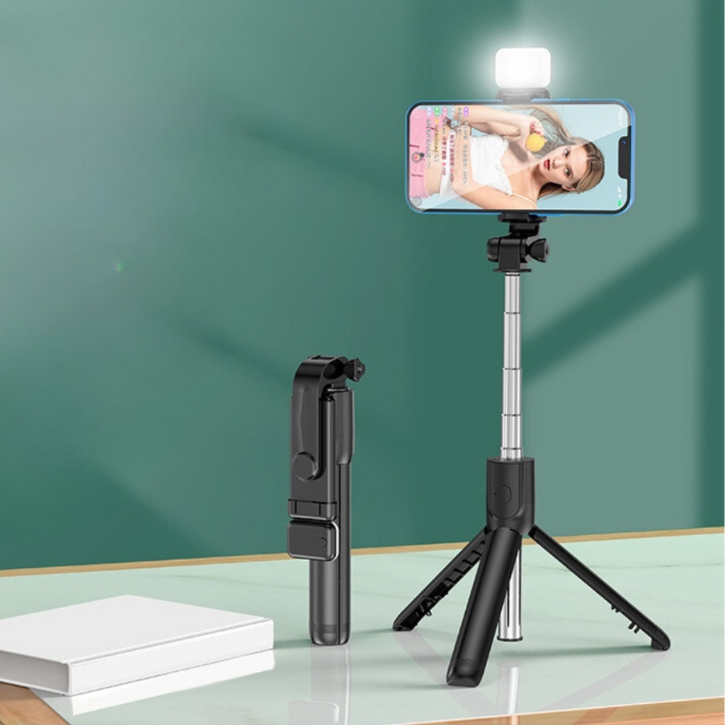 Pau De Selfie Bluetooth Sem Fio Com Luz Led Selfie Bastão de selfie Trípe Para Celular