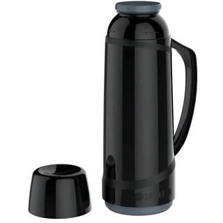 Garrafa Térmica 1L Soprano Cristal Preta Bebidas Quentes e Frias Café Chimarrão Alta Conservação