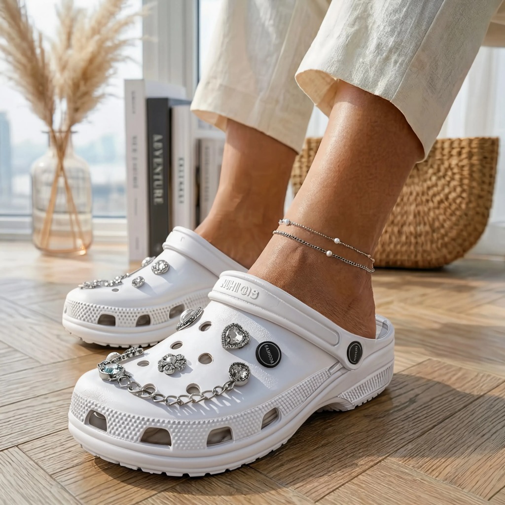 Chinelo Nuvem Feminino Babuche EVA Decorado | Sandália Casual Confortável Macia com Enfeites Luxo