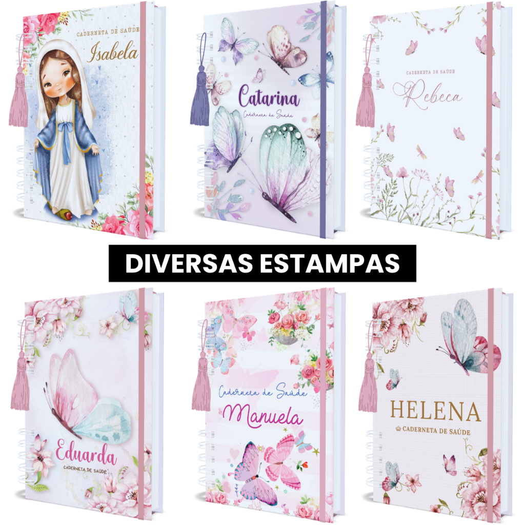 Caderneta De Vacinação Personalizada Menina Capa Dura Atualizada Com Nome Bebê