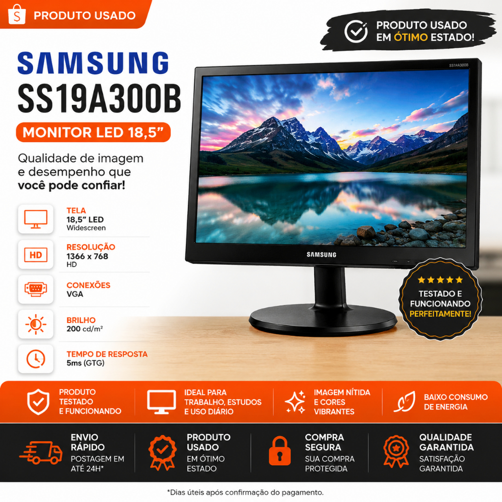 Monitor samsung 18.5 polegadas SS19a300b usado computador monitor
