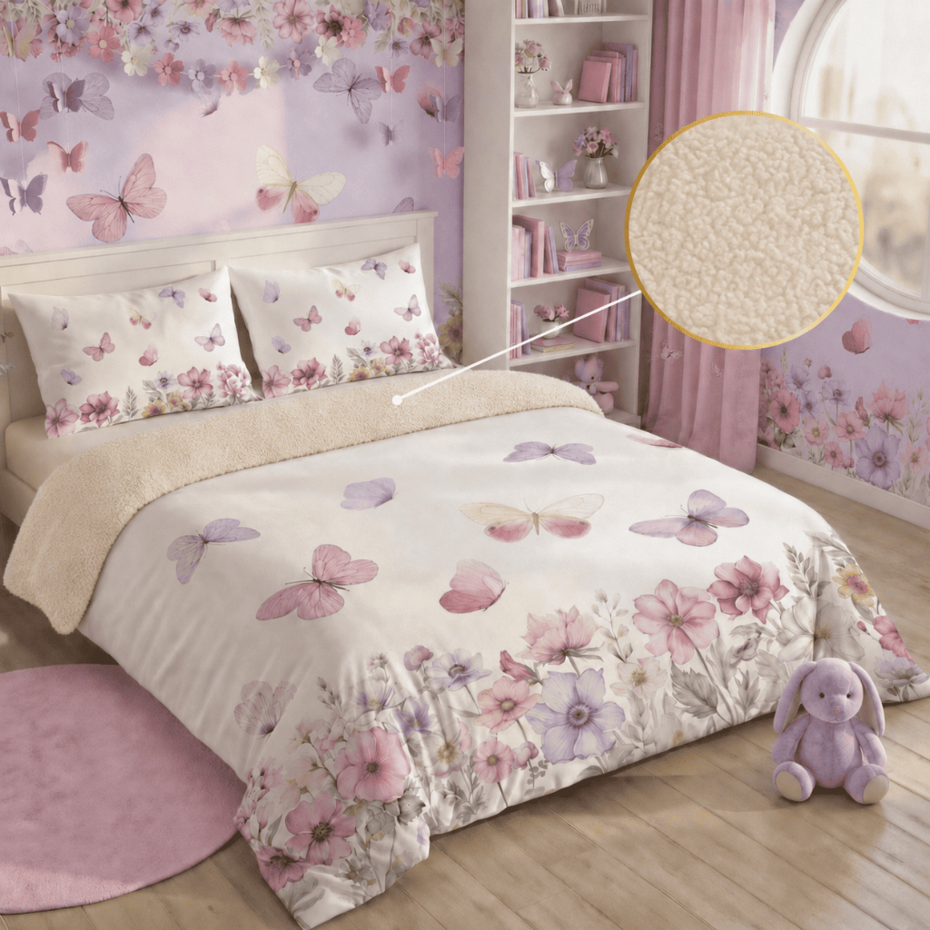 Edredom Casal Queen Dupla Face 3PC 400 Fios Sherpa Infantil Estampado Grosso Macio Confortável