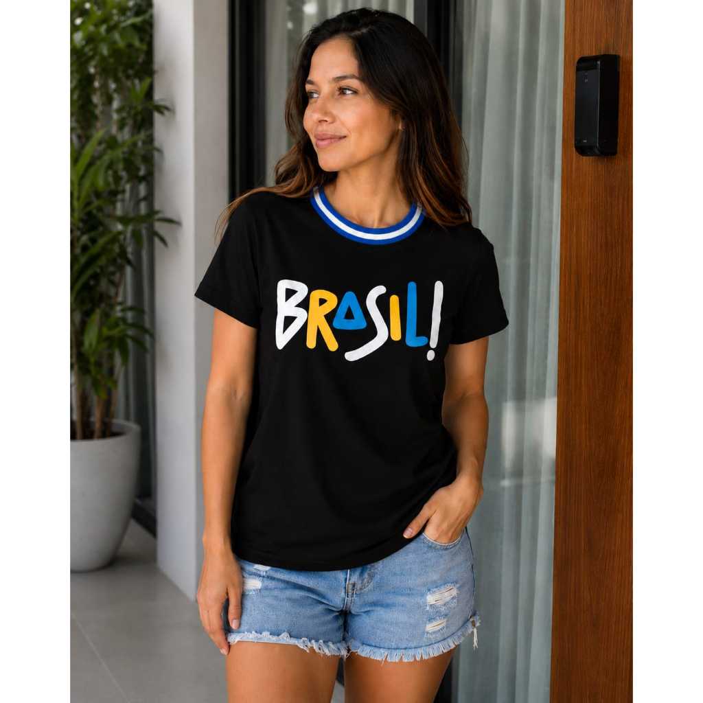 Camiseta Camisa blusa Adulto Com Nome  do Brasil 100% Algodão Copa do Mundo Futebol