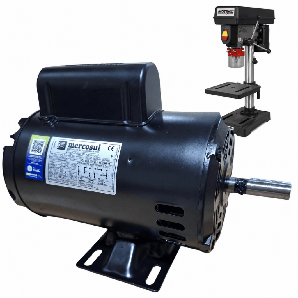 MOTOR ELÉTRICO MONOFÁSICO FURADEIRA DE BANCADA 1CV 4 POLOS BAIXA ROTAÇÃO 110/220V