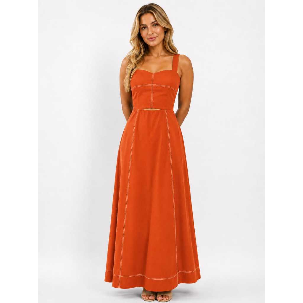 Vestido Longo Feminino Elegante tejido sensorial marante con  alsa grosa ten bojo M-G