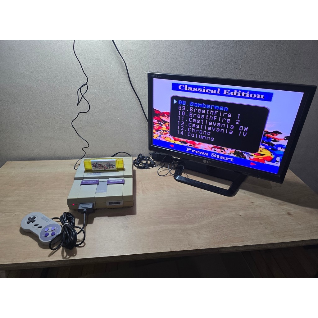 Video Game Super Nintendo com 1 cartucho multi jogos e 1 controle original - lote 2