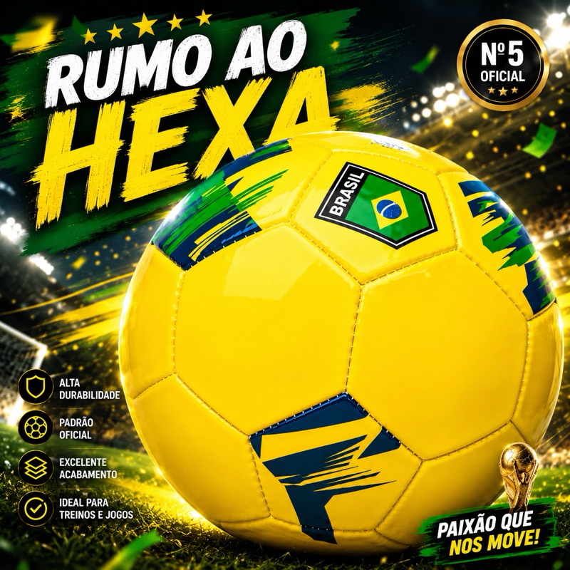 Bola de Futebol Brasil Oficial Nº 5 Profissional Amarela Alta Resistência Campo Society Aurum Match Pro Campo Copa