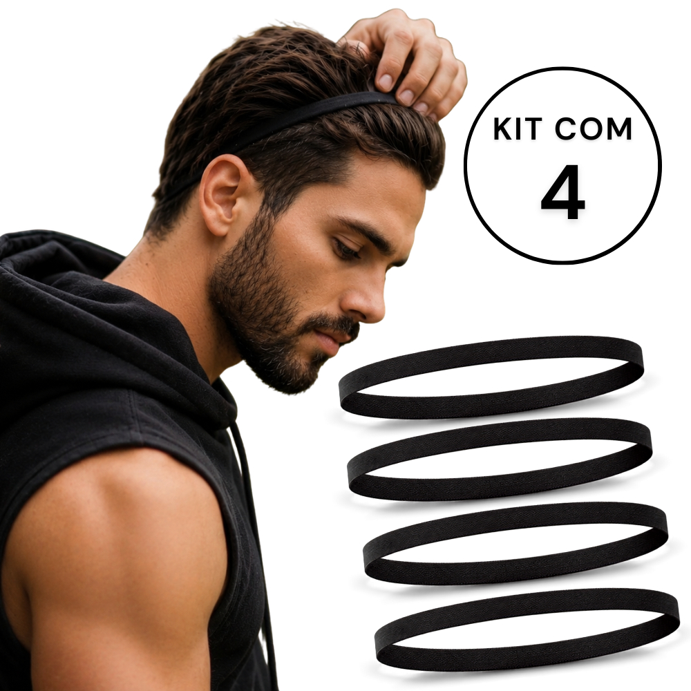 Kit 4 Elástico Tiara Para Cabelo Unissex Prendedor Exclusivo Ciclista Crosfit Academia Ginastica