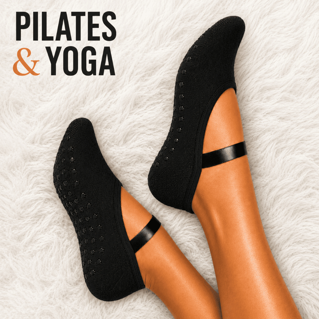 Kits e Meias Sapatilhas Pilates Yoga Antiderrapante Feminina Conforto Segurança Elástico de Cetim