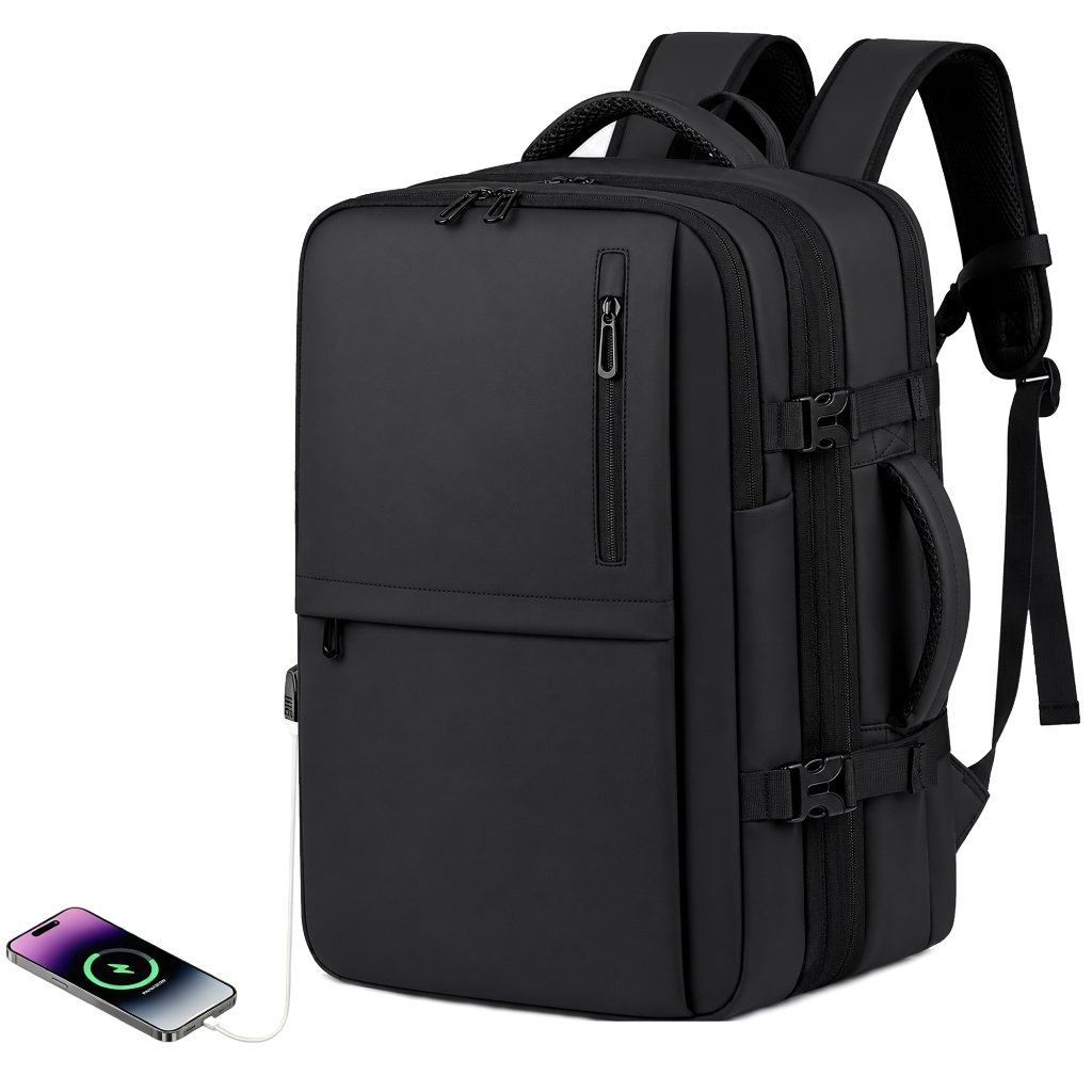 Mochila Masculina Impermeável para Notebook com Porta USB, Mochila Executiva de Viagem e Trabalho