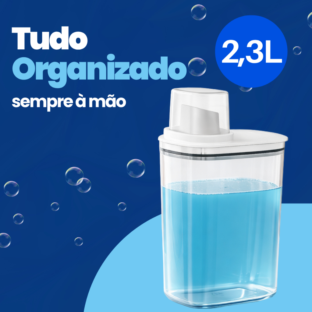 Kit Dispenser Sabão Líquido E Amaciante 2,3L Organizador Lavanderia Porta Sabão Em Pó Dosador Transparente — imagem 2 de 2