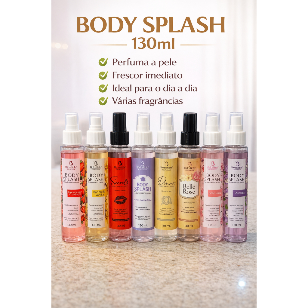 Body Splash Bio Instinto 130 ml- Perfume Corporal Desodorante Colônia Fragrância Irresistível